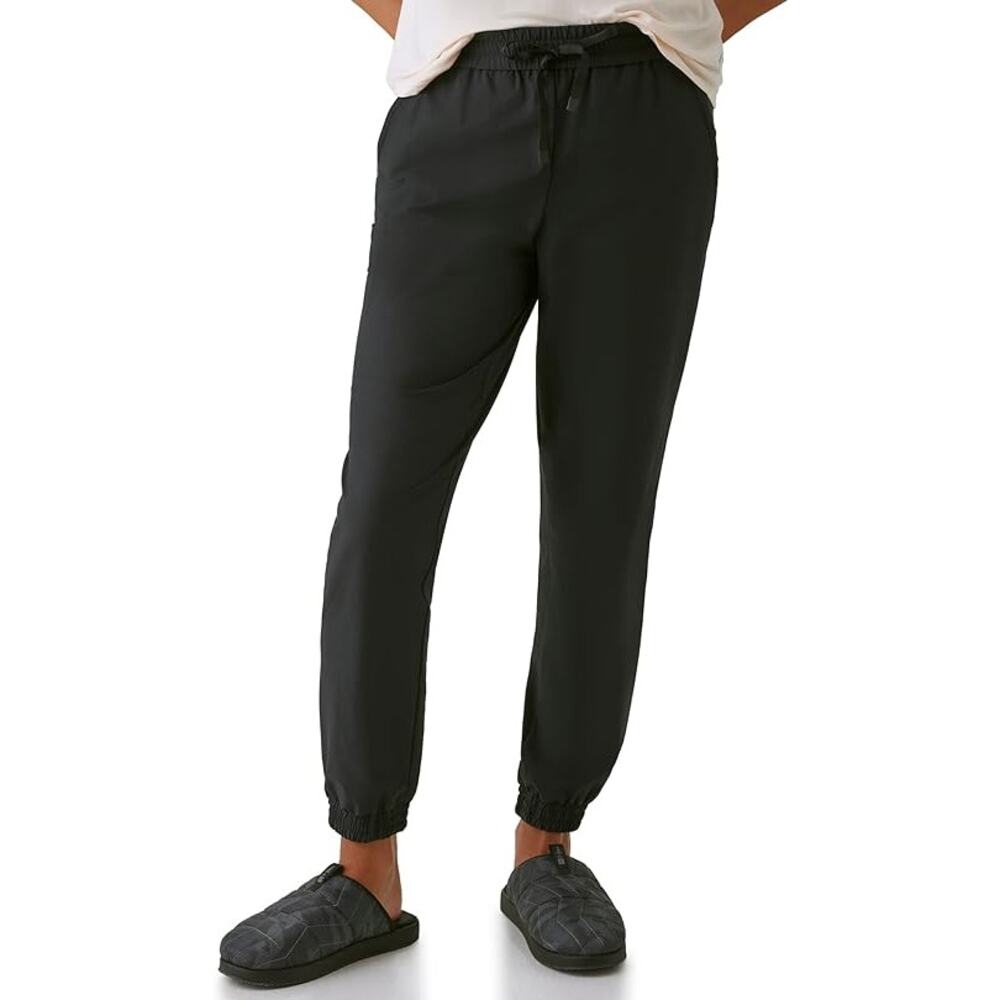 Bass Outdoors Womens Woven Sweatpants Small Black Drawstring Joggers NWT